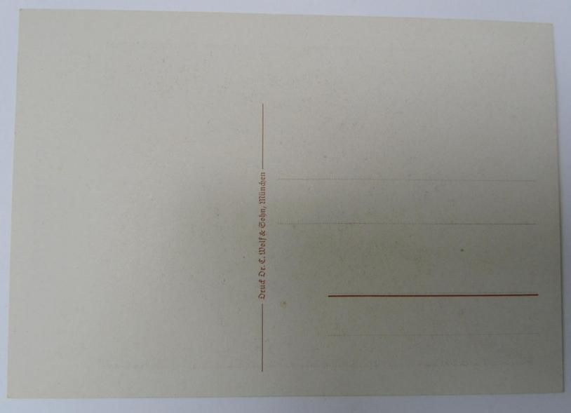 Attractive - and scarcely encountered! - semi-colourfull- (ie. WH (Heeres) 'Gebirgs- jäger'-related-), commemorative-, period-postcard showing a painting and being entitled: 'Gebirgs-Jäger-Regiment 98 - Mittenwald' 