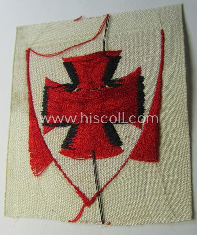 Neat, colourful arm-patch as was intended to signify membership within the: 'Nationalsocialistischer Reichskriegerbund' (ie. 'N.S.R.K.B.') being a BeVo-woven example that comes in a 'virtually mint- ie. unissued', condition