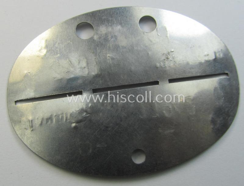 Superb - and actually very scarcely seen! - (typical) stainless-steel-based, WH (Heeres) ie. 'Panzer'-related ID-disc bearing the clearly stamped unit-designation that simply reads: 'Pz.Ers.Abt. 5'
