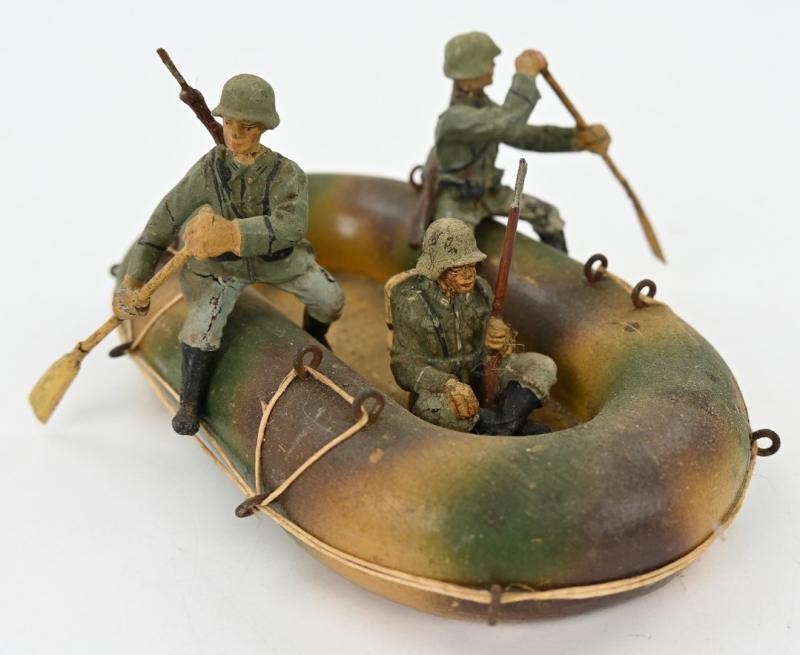German Elastolin Toy Figures in boat
