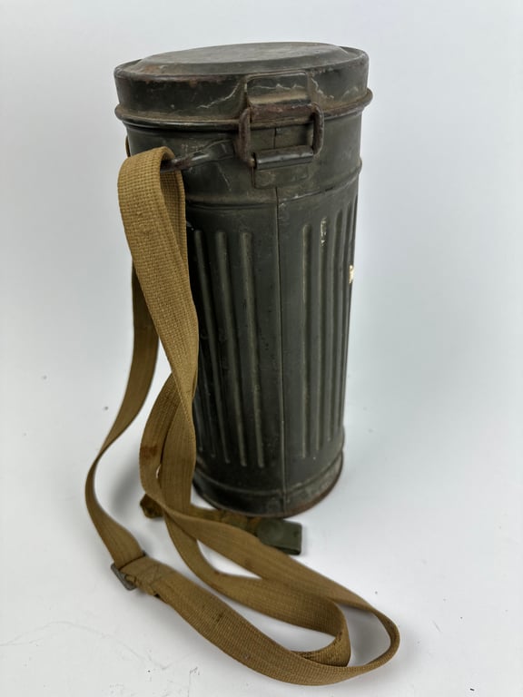 WW2 German Gas Mask & Canister With Cleaning Cloth , Spring & Spare Lenses