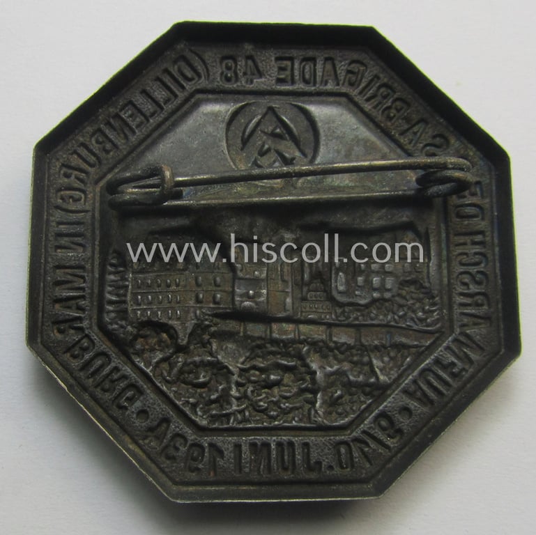 Commemorative - and fairly early-period! - SA- (ie. 'Sturmabteilungen'-) related 'tinnie': 'Aufmarsch der SA-Brigade 48 (Dillenburg) in Marburg - 9./10. Juni 1934'