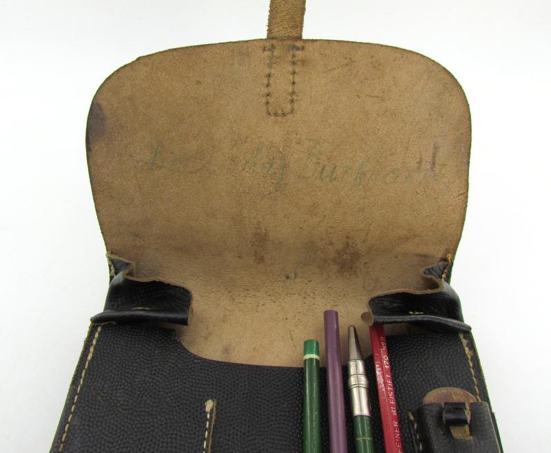 Wehrmacht Black Leather Map Case-Meldetasche