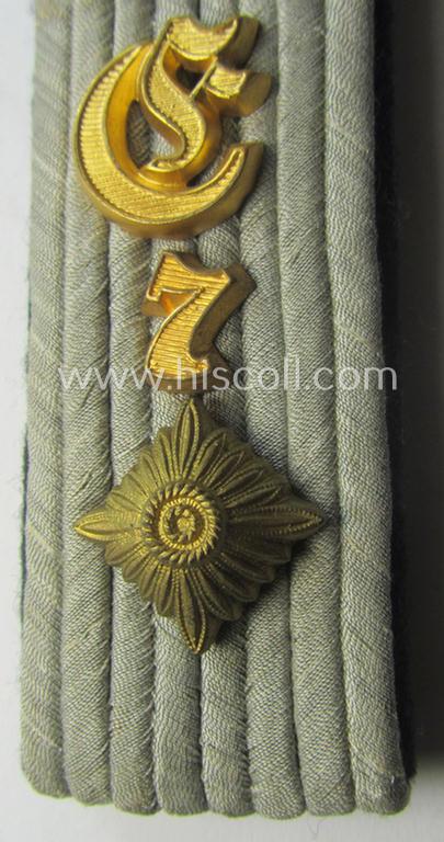 Single, WH (Heeres), 'cyphered' officers'-type shoulderboard: 'Oberleutnant u. Mitglied des Eisenbahn-Pioniere-Abtlgs. 7'