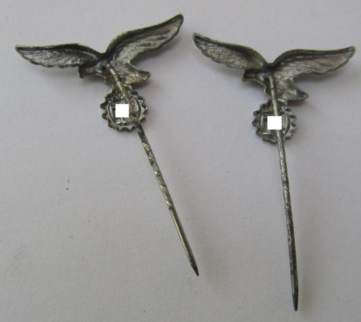 Attractive - and actually scarcely encountered! - so-called: Lufwaffe- (ie. 'Heimat- u. Alarmflak-Artillerie'-) related, silver-toned membership-badge (ie. 'Mitglieds-Zivilabzeichen') that comes mounted onto its long-sized pin