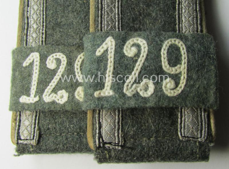 Pair of WH (Heeres) 'M41 o. M43'-pattern, NCO-type shoulderstraps with its accompanying 'Überschube'-pair: 'Uffz. des Inf.-Rgts. 129'