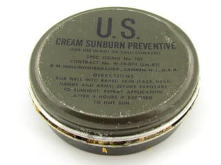 US WWII era Sunburn Cream in metal can