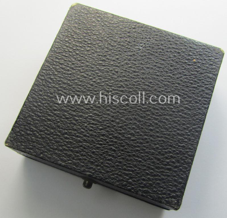 Greyish-silver-toned, 'Reichsnährstand'- (ie. 'RNSt.'-) related, commemorative-award-plaque entitled: 'Reichsnährstand - Landesbauernschaft - Blut und Boden - für züchterische Leistungen' and that comes stored in its period etui