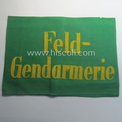 Wehrmacht-related, bright-green-coloured and/or linnen-based armband entitled: 'Feldgendarmerie' (as...