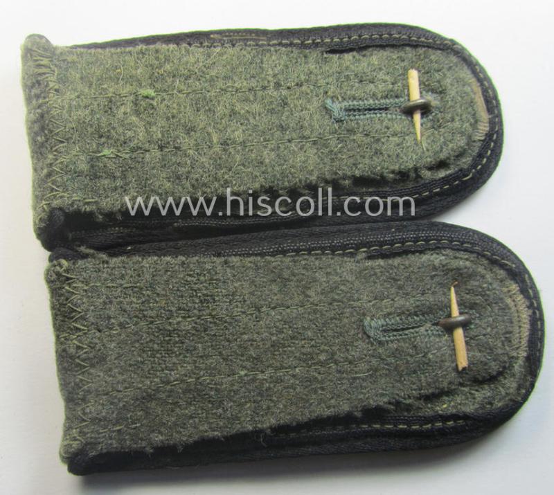 Typical later-war-period - and fully matching! - pair of so-called: 'M44'-pattern, 'simplified' WH (Heeres) NCO-type shoulderstraps: 'Feldwebel der Pionier-Trpn. u. Mitglied des Pionier-Regimentsstabs 34'