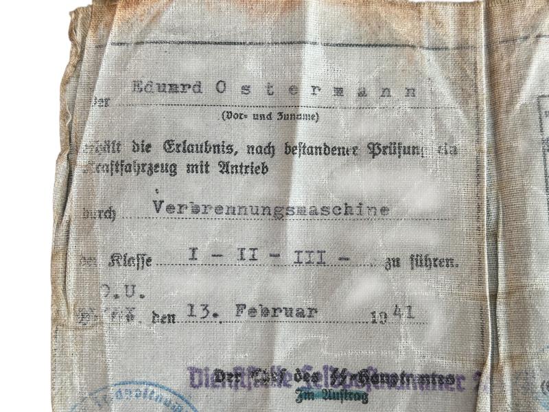 German WWII SS Führerschein (Dass Reich)