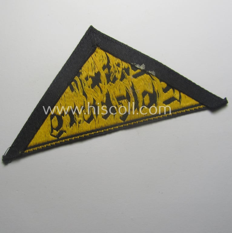Scarcely seen, Austrian-based 'HJ' ('Hitlerjugend') district-triangle (ie. 'Gebietsdreieck') entitled: 'Südost Salzburg' (being a moderately used- ie. worn example that regrettably misses its 'RzM'-etiket)