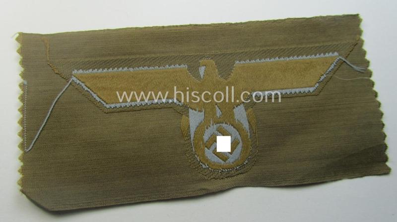 WH (Heeres) 'tropical-issue' (ie. DAK or: 'Deutsches Afrika Korps'-related-) breasteagle, as executed in neat so-called: 'BeVo'-weave style that comes in a 'virtually mint- ie. unissued'-, condition