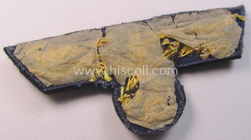 Attractive, WH (KM) officers'-type, hand-embroidered visor-cap-eagle (ie. 'Schirmmützenadler für Offiziere der KM') as was executed in bright-golden-coloured braid as was intended for usage on the various naval, officers'-pattern visor-caps