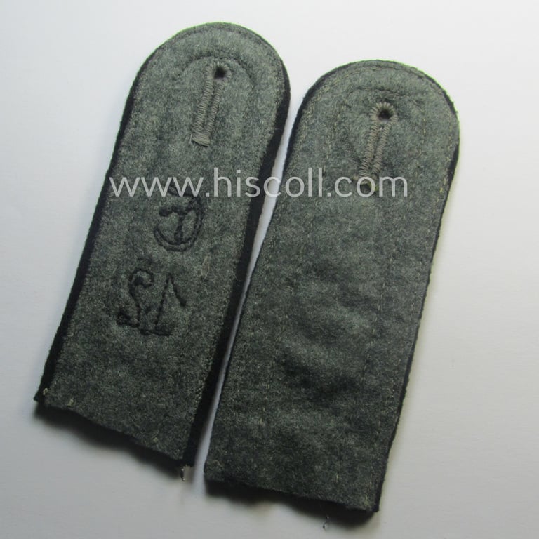 Pair of early- (ie. pre-) war-period WH (Heeres), 'M36'- (ie. 'M40-) pattern (rounded-style) 'cyphered' NCO-type shoulderstraps as was intended for an: 'Unteroffizier u. Mitglied des Eisenbahn-Baukolonne 12'