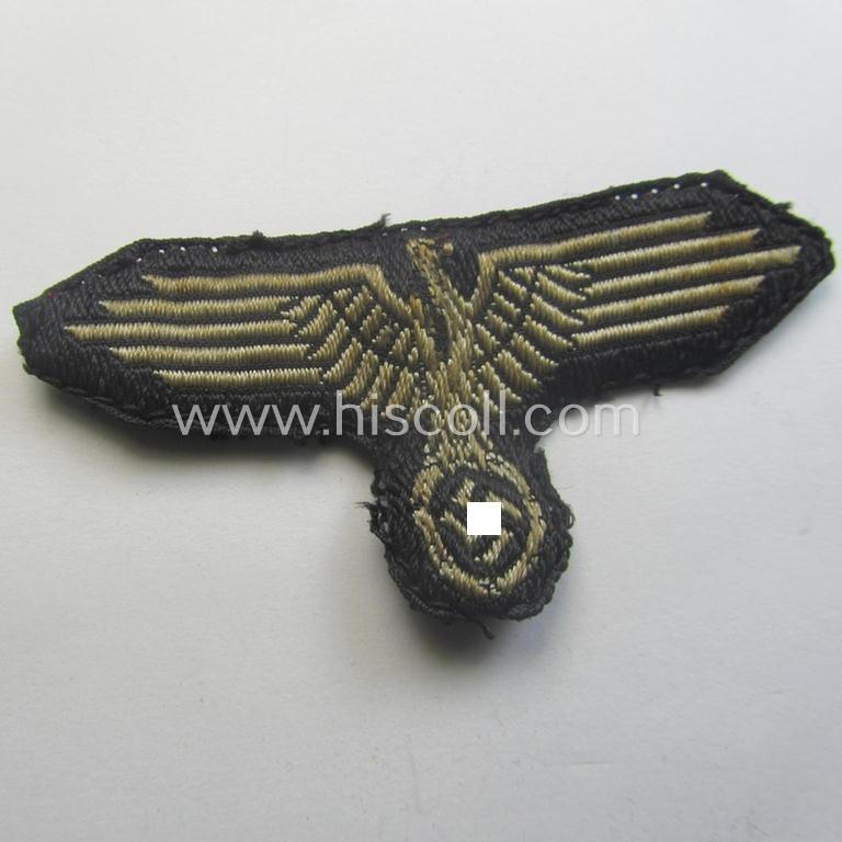 Superb - and nowadays rarely encountered! - Waffen-SS, 'BeVo'-woven-style skull- and cap-eagle-set (ie. 'Totenkopf- u. Adler-Effektensatz für Schiffchen o. Einheitsfeldmütze') that comes in a moderately used- and/or cap-removed, condition