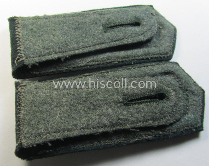 Superb - and/or fully matching! - pair of (early- ie. pointed-styled) WH (Heeres) NCO- (ie. 'M36'- or: 'M40'-) pattern, 'cyphered' shoulderstraps as was intended for usage by a: 'Feldwebel des Maschinengewehr-Batallions 4'