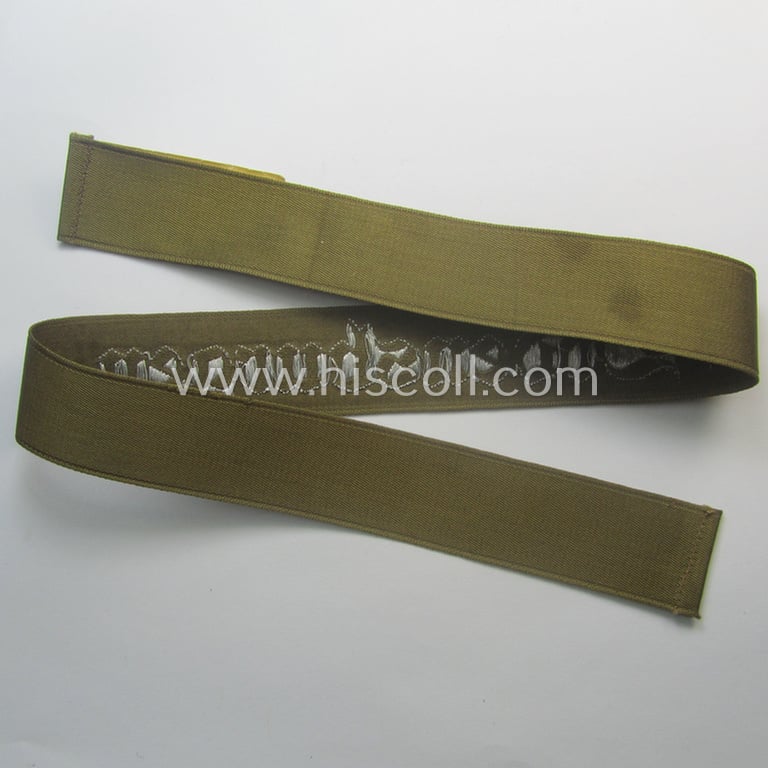 Superb - full length and 'flat-wire'-woven! - 'N.S.D.A.P.'- (ie. 'Politische Leiter'-) related cuff-title (ie. 'Ärmelstreifen') entitled: 'Ordensburgen' (being a 'virtually mint- ie. unissued' example that still retains its 'RzM'-etiket)