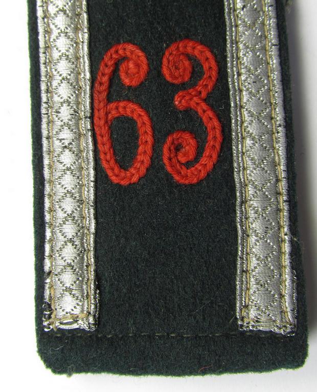 Neat - albeit regrettably single! - WH (Heeres), early- (ie. pre-war-) period, 'M36'-pattern- (ie. pointed-styled-) 'cyphered' shoulderstrap, as was intended for an: 'Unterwachtmeister des Artillerie-Regiments 63'