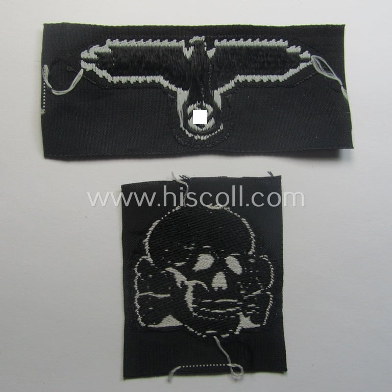 Waffen-SS, 'BeVo'-woven-style skull- and cap-eagle-set (ie. 'Totenkopf- u. Adler-Effektensatz für Schiffchen o. Einheitsfeldmütze')