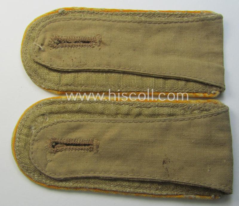 Pair of - truly used- and/or worn! - WH (Luftwaffe) 'tropical-styled' shoulderstraps (as was specifically for usage on the tropical-shirts ie. tunics) as was intended for usage by an: 'Uffz. der Flieger- o. Fallschirmjäger-Trpn.'