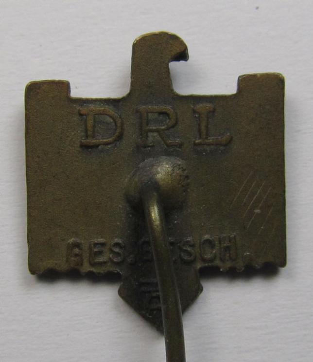 Darker-bronze-toned lapel-pin (ie. 'Mitgliedsabzeichen des DRL bzw. NSRL') as was intended for usage by a member of the TR-period sports'-association: 'NS Reichsbund für Leibesübungen (NSRL)'