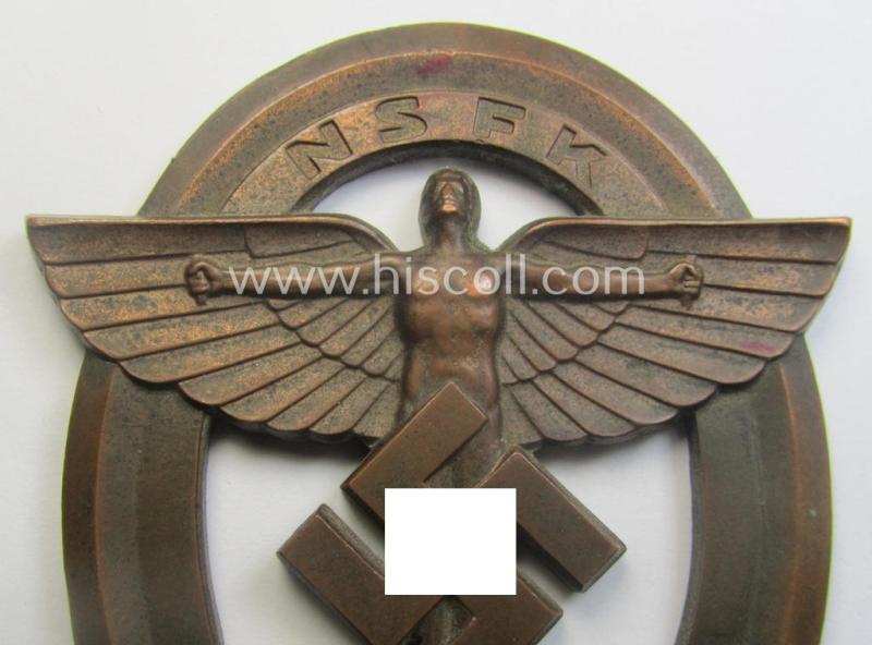 Detailed and pronounced, N.S.F.K.-related plaque (ie. 'Erinnerungs- o. nichttragbare Plakette') as was issued to commemorate a specific meeting ie. national rally entitled: 'N.S.F.K. Ostlandflug - 20.u.21.5.39 - NS-Fliegerkorps'