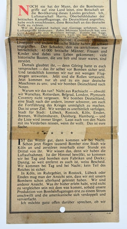 Allied WW2 Droppingsflyer 'Botschaft'