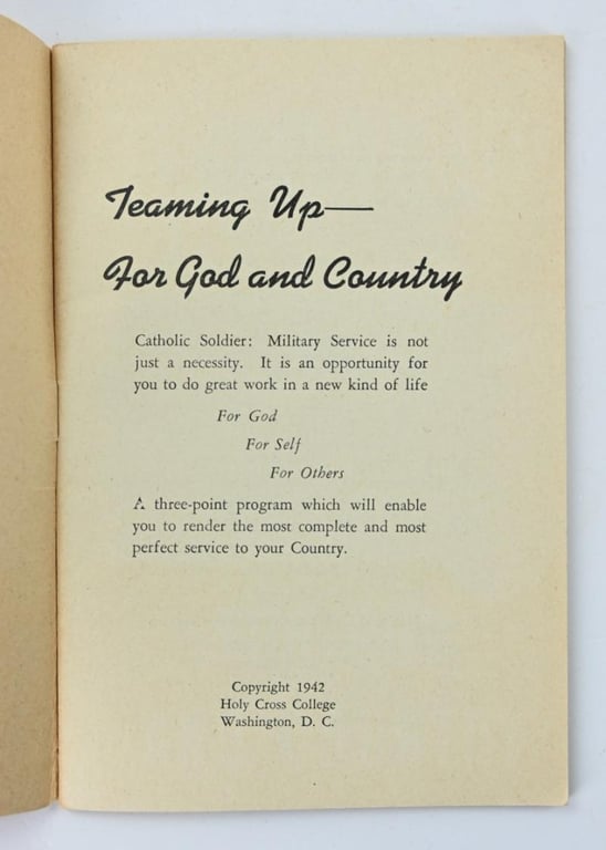 US WW2 Service Booklet 'Teaming Up for God and Country'