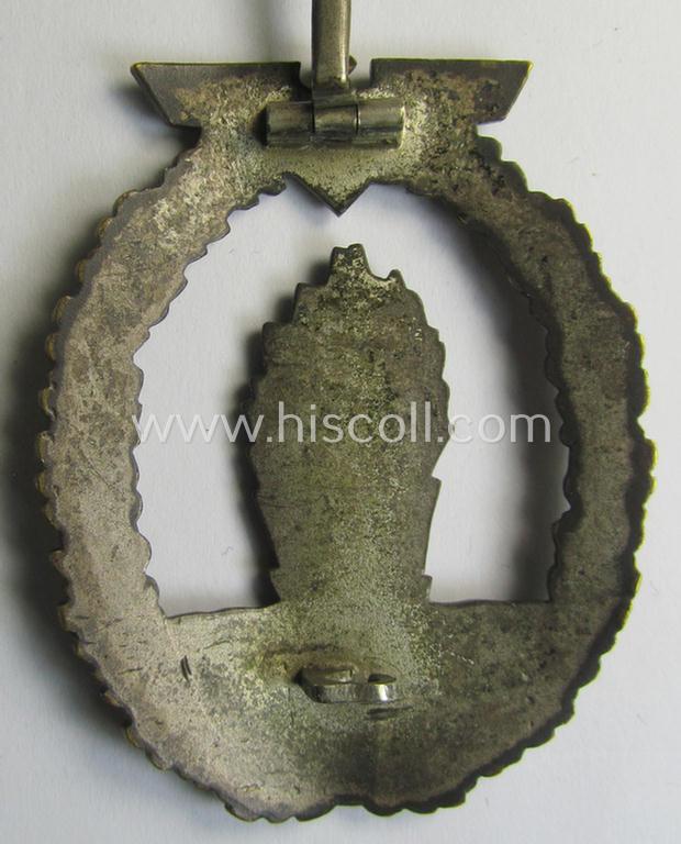 Attractive, WH (Kriegsmarine) 'Kriegsabzeichen für Minensuch-, U-Boot-Jagd und Sicherungs-Verbände' (being a very detailed but non-marked example as executed in multi-coloured 'Buntmetall' as produced by the 'Schickle o. Mayer'-company)