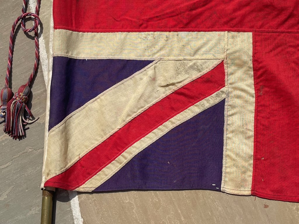 VERY RARE GIRL GUIDES PRE WW2 PANEL STITCHED UNION JACK BRITISH FLAG.