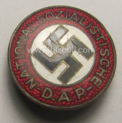 'N.S.D.A.P.'-membership-pin- ie. party-badge (or: 'Parteiabzeichen') showing the makers'-designation:...