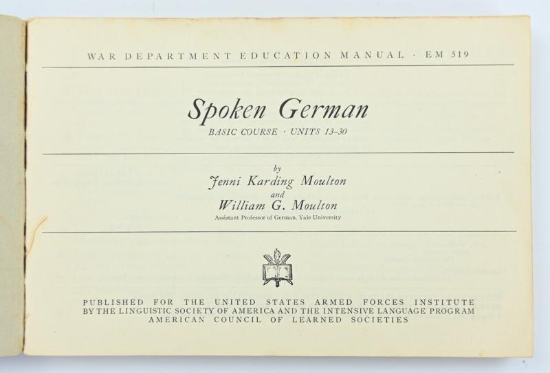 US WW2 German Lanquage Guide Booklet 1944