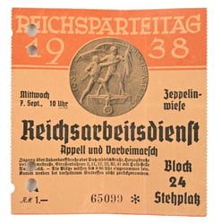German Third Reich Reichsparteitag 1938 Ticket