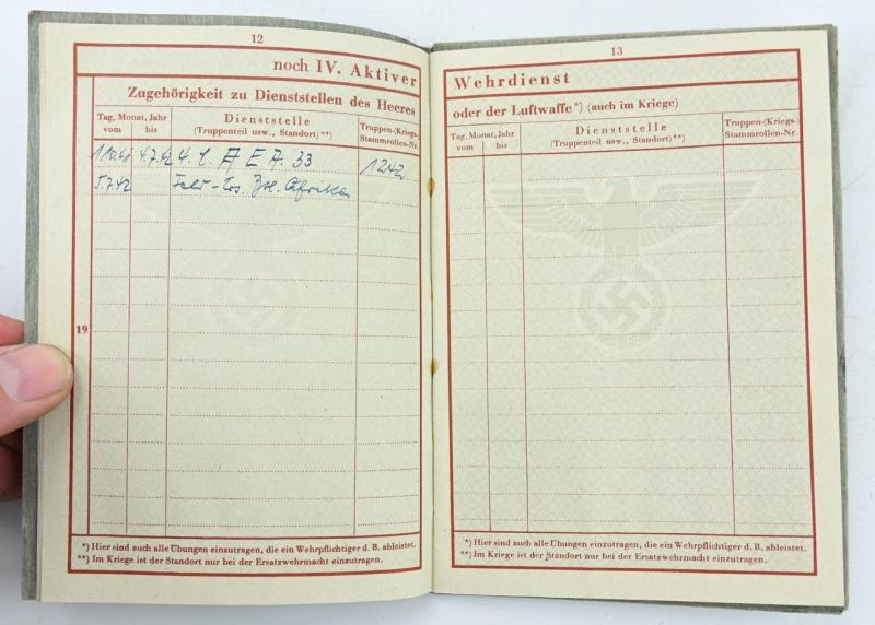 German WH Wehrpass A.E.A 33 (Mot)