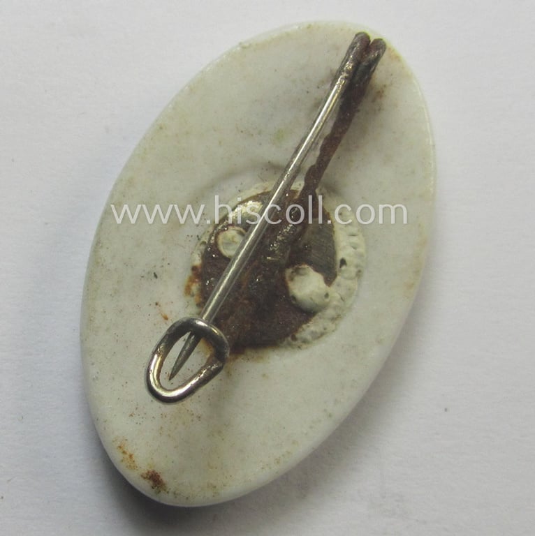 Commemorative (and earthenware-based!), HJ (ie. 'Hitlerjugend') lapel-pin (ie.: 'Raute') showing the date: '21. Juni 1934'