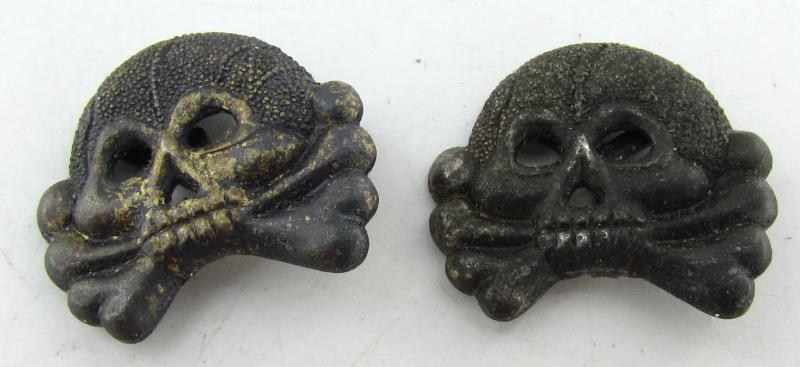 Wehrmacht (Heer) Panzer collar tab skull set