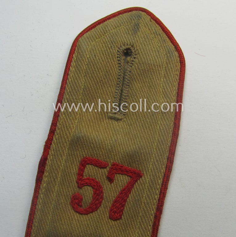 Early-pattern, 'HJ'- (ie. 'Hitlerjugend'-) shoulderstrap for usage by a: 'Hitlerjunge' who was attached to the: 'Oberbann I - Bann 57' (Bann 57 = 'Bann Nees o. Wesel' situated in the 'Gebiet West Ruhr-Niederrhein')