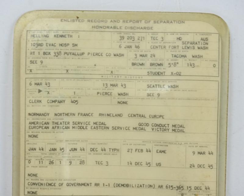 US WW2 Pocket Honorable Discharge Pass
