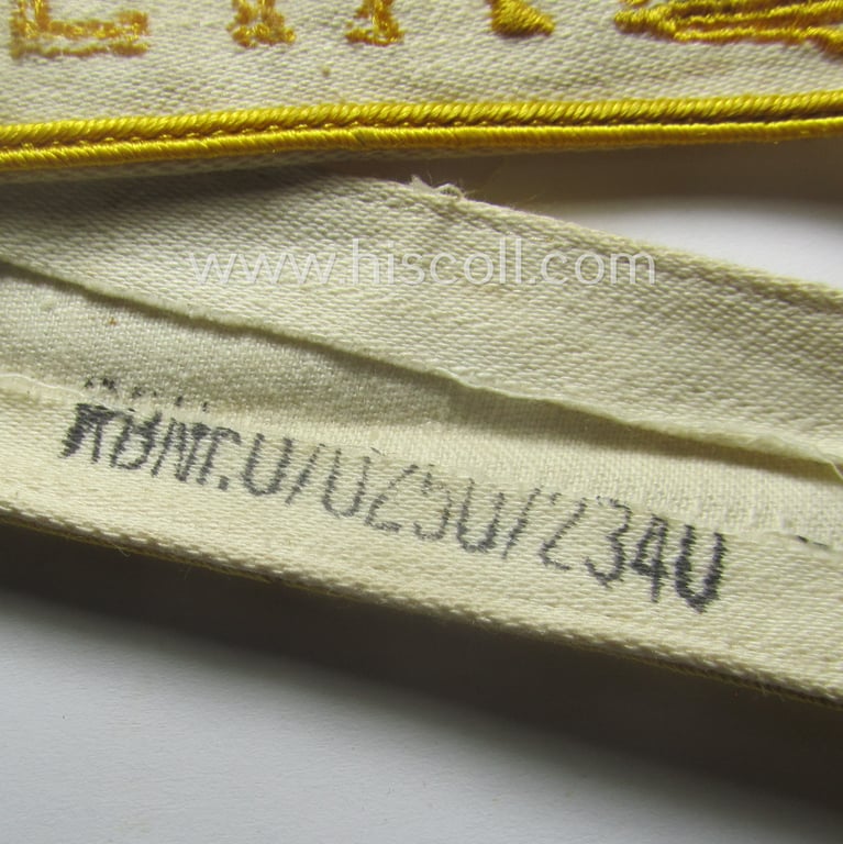 WH cuff-title (ie. 'Ärmelstreifen') entitled: 'Kreta' (being an example that bears a printed 'RbN.'-numeral) and that comes in a surely issued albeit simply never worn nor once tunic-attached, condition