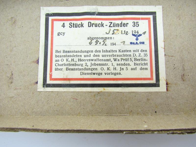 Original WWII German Druck-Zünder 35 (DZ 35) — set of 4 in the original carton.