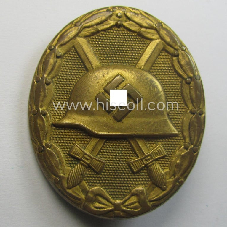 'Verwundeten-Abzeichen in Gold' being a non-maker-marked- and typical 'Buntmetall'-based (and period engraved!) example that comes stored in its maker- (ie. 'Hauptmünzamt - Wien'-) marked etui