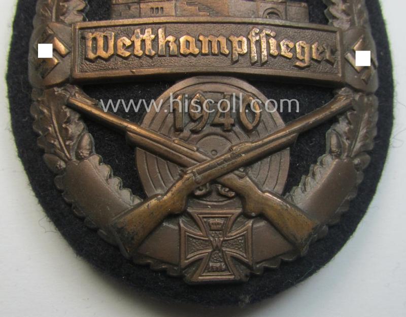 Bronze-toned (and I deem 'Cupal'-based!) 'Kyfhäuserbund Schiessauszeichnung' depicting the 'Kyfhäuser'-monument and text: 'Wettkampfsieger 1940'