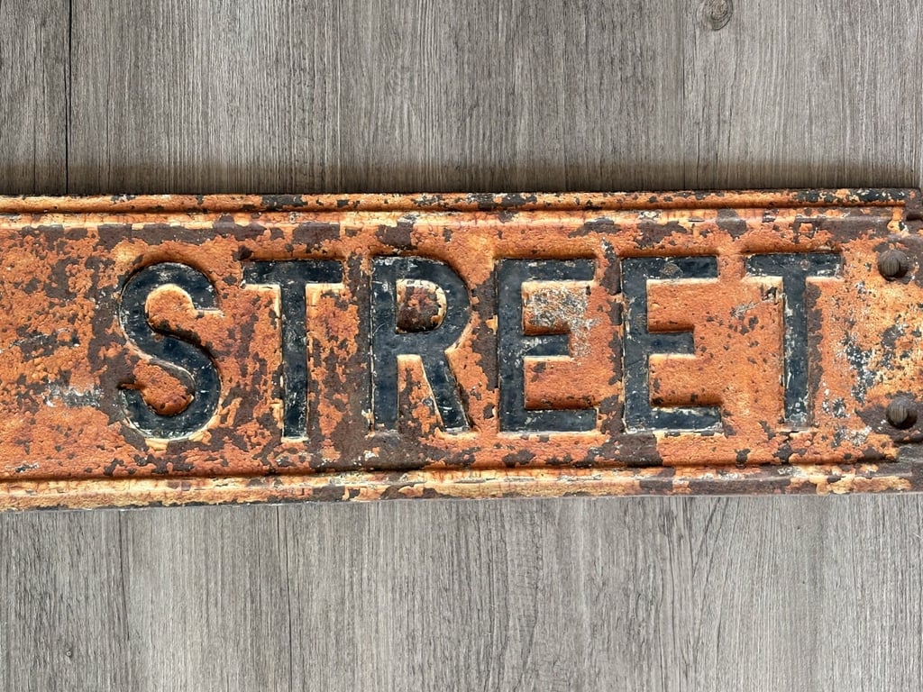 Fabulous Rare Original English Cast Iron City of London Street Sign Bread Street.