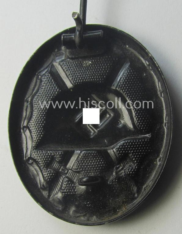 Maker- (ie. '113'-) marked example of a black-class wound-badge (or: 'Verwundeten-Abzeichen in Schwarz') being a scarcely found example that was produced by the maker (ie. 'Hersteller') named: 'Hermann Aurich'