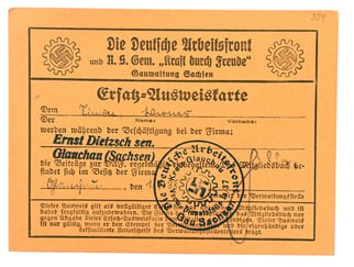 German DAF Ersatz-Ausweiskarte