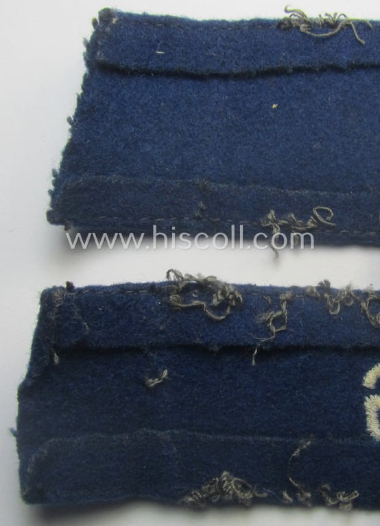Truly used and typical 'smooth-woolen'-based, EM- (ie. NCO-) pattern WH (Luftwaffe) cuff-title (ie. 'Ärmelstreifen') entitled: 'Hermann Göring' that comes in a period-shortened and worn condition