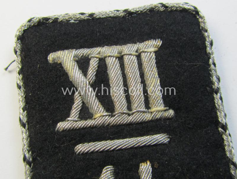 Superb - and actually rarely encountered! - pair of typical TeNo (ie. 'Technische Nothilfe') partly hand-embroidered officers'-type collar-patches that belonged to a: 'Kameradschaftsführer des Ortsgruppe XIII/14'