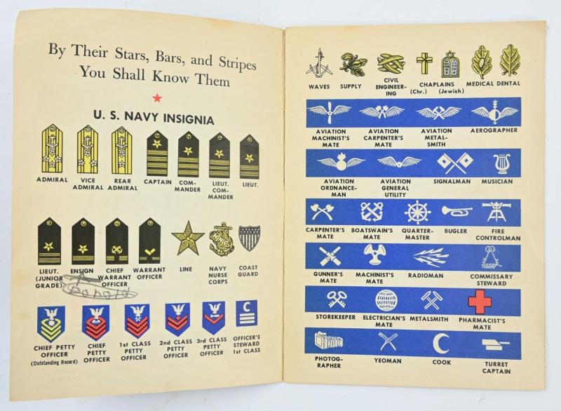 US WW2 US Army Navy Marine Corps Insignia Pocket Booklet