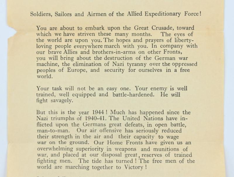 US WW2 Eisenhower D-Day Letter 6 June 1944